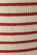 ROUND NECK SLEEVELESS SLIT STRIPE MAXI DRESS: CREAM-RED STRIPE by Boutique 23