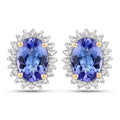 1.71 Carat Genuine Tanzanite and White Diamond 14K Yellow Gold Earrings by Bids.com