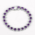 9.03 Ct Heart Purple Amethyst Prong Sterling Silver Tennis Bracelet by Fine Color Jewels