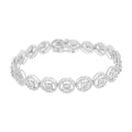 .925 Sterling Silver 1.0 Cttw Diamond Nested Circle Miracle Set Open Wheel 7" Fashion Link Bracelet (I-J Color, I3 Clarity) by Bids.com