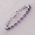 Natural Purple Amethyst Silver Tennis Bracelet Womens by Fine Color Jewels