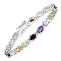 9.37 Ct Oval Multicolor Gemstones Prong Sterling Silver Inline Tennis Bracelet by Fine Color Jewels