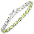 8.61 Ct Oval Olive Green Peridot Prong Sterling Silver Inline Tennis Bracelet by Fine Color Jewels