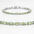 8.61 Ct Oval Olive Green Peridot Prong Sterling Silver Inline Tennis Bracelet by Fine Color Jewels