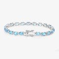 Genuine Swiss Blue Topaz Tennis Bracelet Silver by Fine Color Jewels