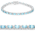 8.84 Carat Genuine Blue Zircon and Topaz White .925 Sterling Silver Bracelet by Bids.com