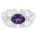 2.75 Carat Genuine Amethyst and White Zircon .925 Sterling Silver Ring by Bids.com