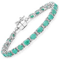6.96 Carat Genuine Emerald and White Topaz .925 Sterling Silver Bracelet by Bids.com