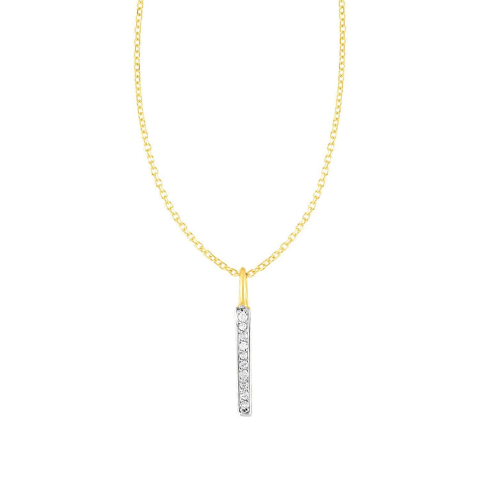 14k Yellow Gold Bar Pendant with Diamonds by Bids.com