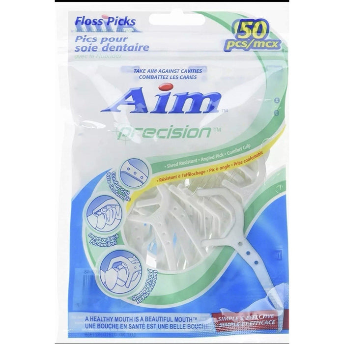 Aim Precision Floss Picks with Fluoridex Thread, 50 Count (3-Pack) by Price Is Right Miami