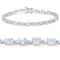 Genuine Aquamarine Tennis Bracelet Silver by Fine Color Jewels
