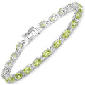 9.46 Ct Oval Olive Green Peridot Prong Sterling Silver Inline Tennis Bracelet by Fine Color Jewels