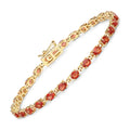 7.00 Ct Oval Orange Sapphire Prong 14K Yellow Gold Inline Tennis Bracelet by Fine Color Jewels
