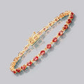 7.00 Ct Oval Orange Sapphire Prong 14K Yellow Gold Inline Tennis Bracelet by Fine Color Jewels