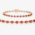 7.00 Ct Oval Orange Sapphire Prong 14K Yellow Gold Inline Tennis Bracelet by Fine Color Jewels