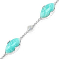 25.50 Ct Marquise Aqua Blue Amazonite Bezel Sterling Silver Strand Bracelet by Fine Color Jewels