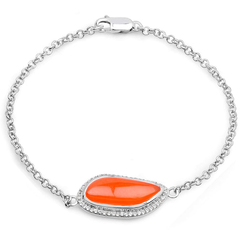 5.50 Carat Genuine Carnelian And White Topaz .925 Sterling Silver Bracelet by Avera Group
