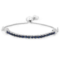 Genuine Blue Sapphire and White Zircon Bolo Bracelet by Fine Color Jewels