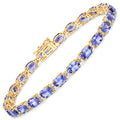 10.87 Carat Genuine Tanzanite and White Diamond 14K Yellow Gold Bracelet by Bids.com