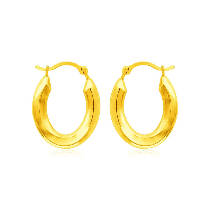 14k Yellow Gold Polished Oval Hoop Earrings by Bids.com