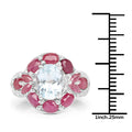 3.54 Carat Genuine Aquamarine, Ruby and White Topaz .925 Sterling Silver Ring by Bids.com