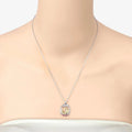Round Pink Ruby Prong Silver Pendant Necklace by Fine Color Jewels