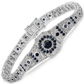 3.79 Carat Genuine Blue Sapphire and White Diamond .925 Sterling Silver Bracelet by Bids.com