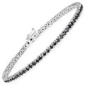 2.19 Ct Round Black Diamond Prong Sterling Silver Inline Tennis Bracelet by Fine Color Jewels