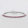 Genuine Pink Ruby Tennis Bracelet by Fine Color Jewels