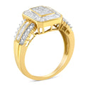 10K Yellow Gold Round and Baguette-Cut Diamond Cocktail Ring (1.0 Cttw, H-I Color, SI2-I1 Clarity) - Size 7 by Bids.com