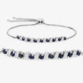 Genuine Blue Sapphire and White Topaz Bolo Bracelet by Fine Color Jewels
