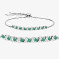 Genuine Emerald and White Topaz Bolo Bracelet by Fine Color Jewels