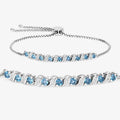 Genuine London Blue Topaz and White Topaz Bolo Bracelet by Fine Color Jewels