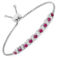 Genuine Ruby and White Topaz Bolo Bracelet by Fine Color Jewels