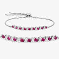 Genuine Ruby and White Topaz Bolo Bracelet by Fine Color Jewels