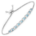 Genuine Swiss Blue Topaz and White Topaz Bolo Bracelet by Fine Color Jewels