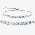 Genuine Swiss Blue Topaz and White Topaz Bolo Bracelet by Fine Color Jewels