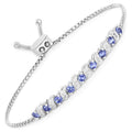 Genuine Tanzanite and White Topaz Bolo Bracelet by Fine Color Jewels