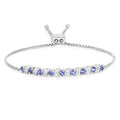 Genuine Tanzanite and White Topaz Bolo Bracelet by Fine Color Jewels