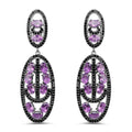 12.45 Carat Genuine Amethyst and Black Spinel .925 Sterling Silver Earrings by Bids.com