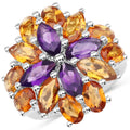 7.96 Carat Genuine Amethyst & Madeira Citrine .925 Sterling Silver Ring by Bids.com