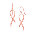 14k Rose Gold Polished Ribbon Style Drop Earrings by Bids.com