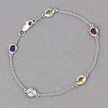 Genuine Multi Stones By The Yard Bracelet by Fine Color Jewels