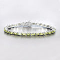 8.68 Ct Octagon Olive Green Peridot Prong Sterling Silver Inline Tennis Bracelet by Fine Color Jewels