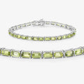 8.68 Ct Octagon Olive Green Peridot Prong Sterling Silver Inline Tennis Bracelet by Fine Color Jewels