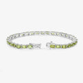 8.68 Ct Octagon Olive Green Peridot Prong Sterling Silver Inline Tennis Bracelet by Fine Color Jewels