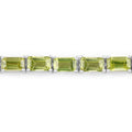 8.68 Ct Octagon Olive Green Peridot Prong Sterling Silver Inline Tennis Bracelet by Fine Color Jewels