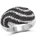 1.26 Carat Genuine Black Diamond and White Diamond .925 Sterling Silver Ring by Bids.com