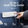 10-in-1 Multi-Outlet Power Strip – 6 AC, 3 USB-A, 1 Type-C by DailySale