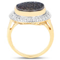 4.90 Carat Genuine Cobalt Blue Drusy .925 Sterling Silver Ring by Bids.com